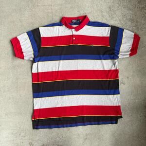Vintage 90s Striped Polo Ralph Lauren Rugby Button Up Shirt